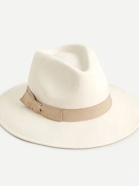 J.Crew Western Hat Ivory  Grosgrain Trim Wool Made in Italy